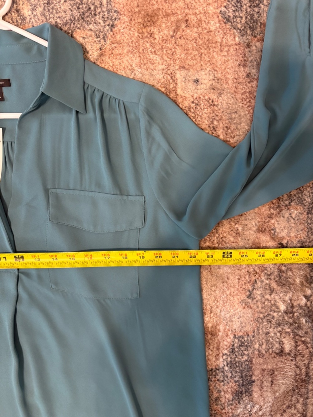 Ann Taylor Women's L/S Split-Neck Popover Camp Shirt Top Blouse L Teal NWT - Picture 7 of 9